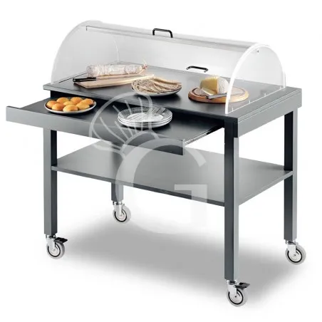 Subito Disponibile Carrello in legno laccato 2 piani con cupola semicilindrica - L 1000 x P 560 x H 1100 mm - Antracite