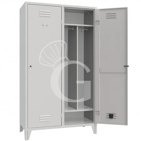Armadio spogliatoio monoblocco 2 posti, ripiani e divisorio, 1020x500x1800 mm Colore standard RAL 7035 Pagamento Sicuro