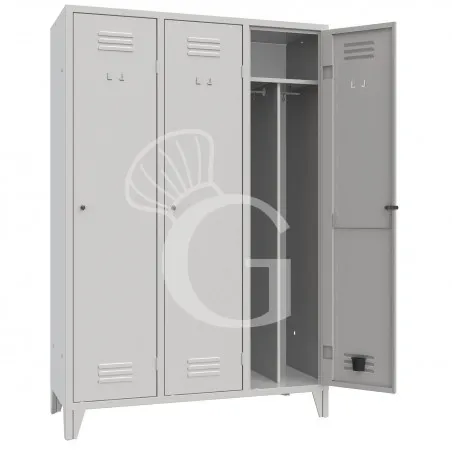 Occasione Imperdibile Armadio spogliatoio monoblocco 3 posti, divisorio verticale, 1200x500x1800 mm Colore standard RAL 7035