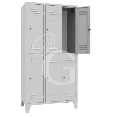 Armadio spogliatoio monoblocco sovrapposto 3+3, 907x500x1800 mm Colore standard RAL 7035 Soddisfatti O Rimborsati