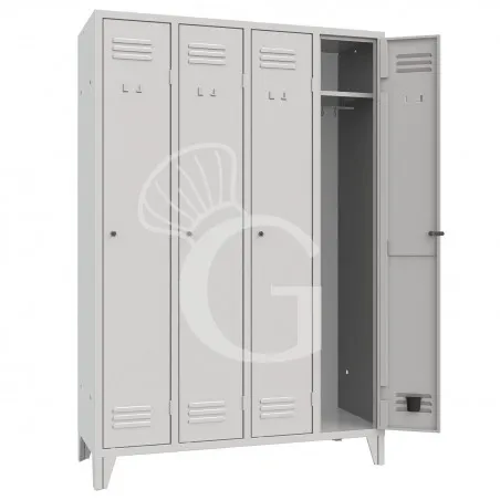 Armadio spogliatoio monoblocco 4 posti, 1200x500x1800 mm Colore standard RAL 7035 Scelto Dai Clienti