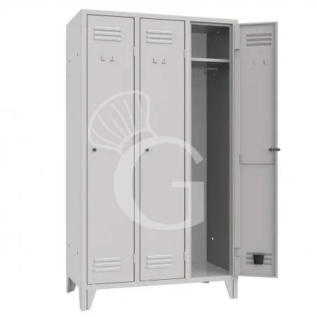Popolare Armadio spogliatoio monoblocco 3 posti, 1020x500x1800 mm Colore standard RAL 7035