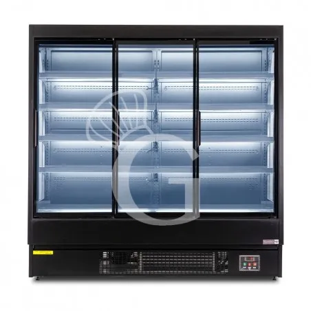 Subito Disponibile Murale espositivo ventilato nero con porte battenti, temperatura -1°C/+7°C e L 1920mm