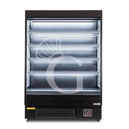 Murale espositivo ventilato nero con tenda notte, temperatura -1°C/+7°C e lunghezza 1520 mm Pagamento Sicuro