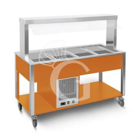 Carrello per buffet freddo con parafiato fisso, illuminazione LED, temp. +4°C/+10°C - RAL Prezzo Ridotto