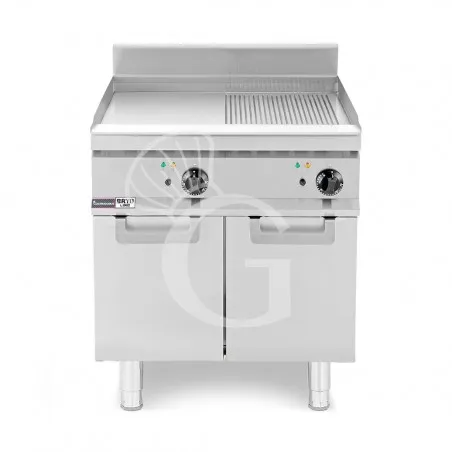 Compra Adesso Fry top elettrico su armadio chiuso, profondità 700 mm, piastra 1/2 liscia 1/2 rigata