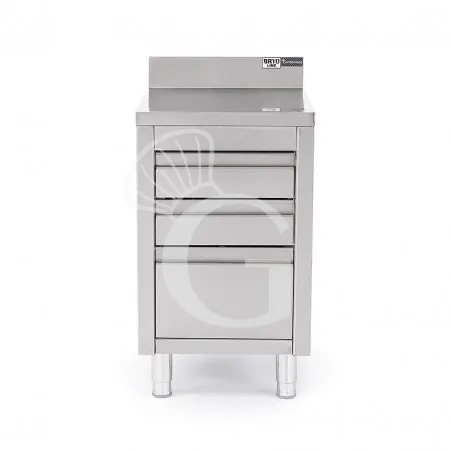 Ultime Pezzi Cassettiera in acciaio inox con 2 cassetti, un cassettone, alzatina, L 500 x 600 x H 955 mm