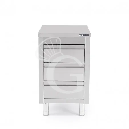 Cassettiera inox con 3 cassetti, L 500 x P 700 x H 855 mm Di Tendenza