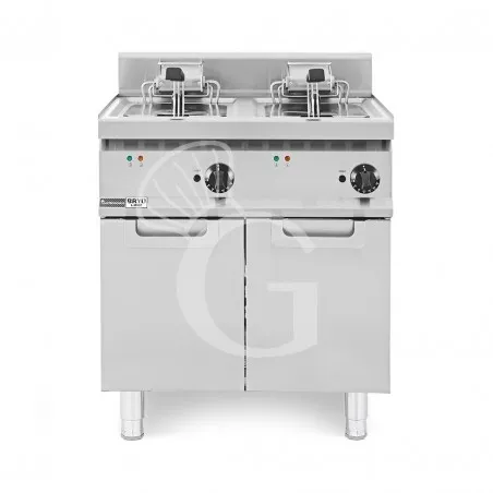 Promozione Esclusiva Friggitrice Industriale elettrica su armadio chiuso 2 vasche 20 LT + 20 LT 20 Kw