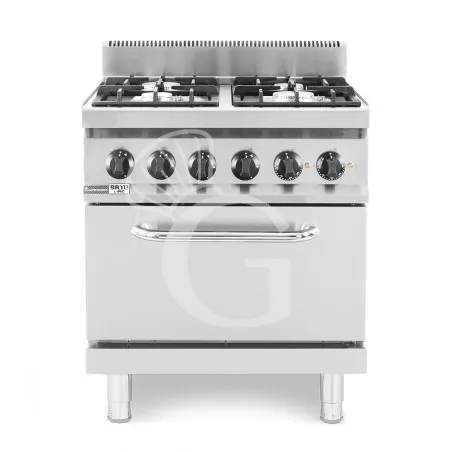 Compra Oggi Stesso Cucina professionale a gas 4 fuochi forno elettrico statico profondità 700 mm