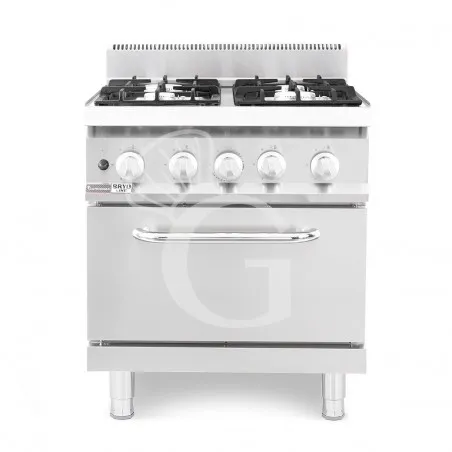 Cucina professionale a gas 4 fuochi forno a gas statico profondità 700 mm - L 800 mm Must-Have