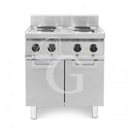 Prezzo Di Fabbrica Cucina professionale elettrica 4 piastre su armadio chiuso profondità 700 mm