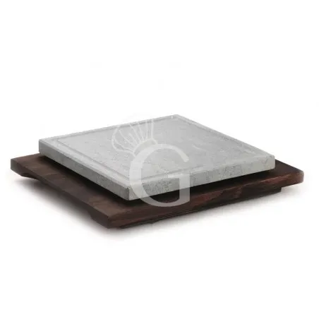 Pietra ollare quadrata con base in faggio, L 250 x P 250 mm Offerta Speciale