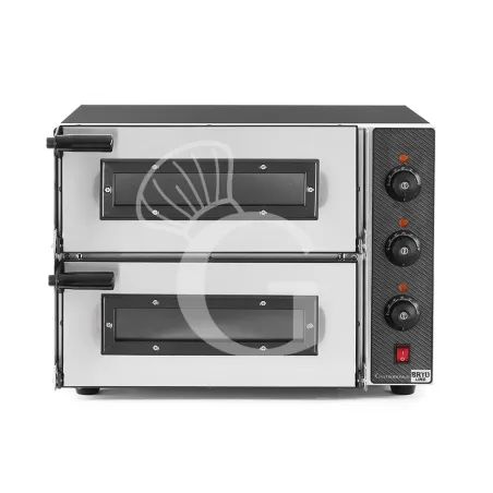 Reso Gratuito Fornetto Elettrico 2 pizze 400 mm 2 camere controllo meccanico potenza 2,4 Kw porta vetro