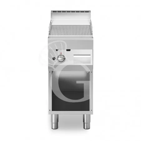Compra Oggi Stesso Fry Top a gas su armadio aperto piastra rigata cromata singola 5700 W L 400 mm x P 700 mm x H 850 mm