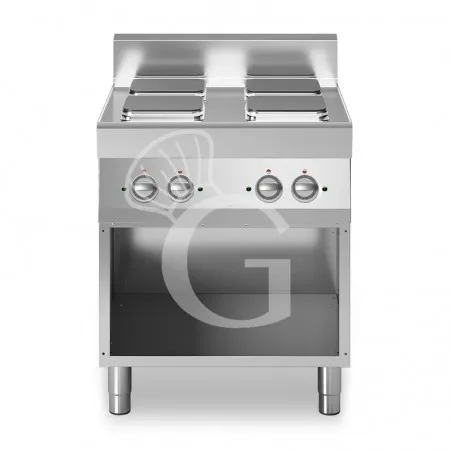 Cucina professionale elettrica 4 piastre quadrate su armadio aperto profondità 700 mm Occasione Imperdibile