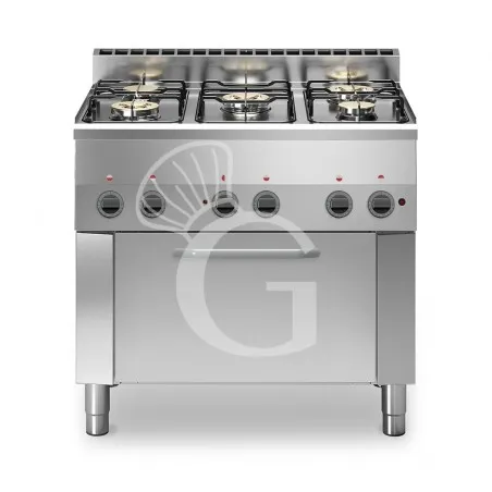 Bestseller Cucina professionale a gas 5 fuochi forno elettrico a convezione griglie GN1/1 profondità 600 mm