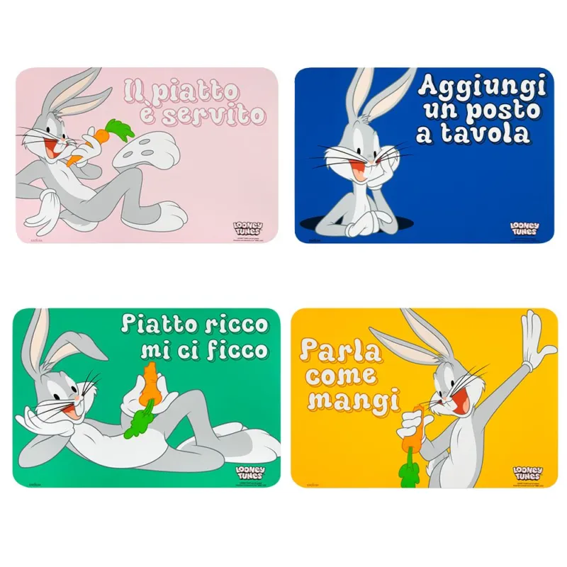Saldi BUGS BUNNY SET 4 TOVAGLIETTE DECORI VARI 43,5X29 CM