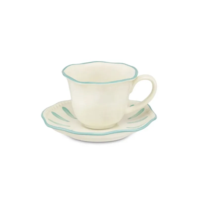 Esclusivo DOMITILLA VERDE ACQUA TAZZA CAFFE CON PIATTINO