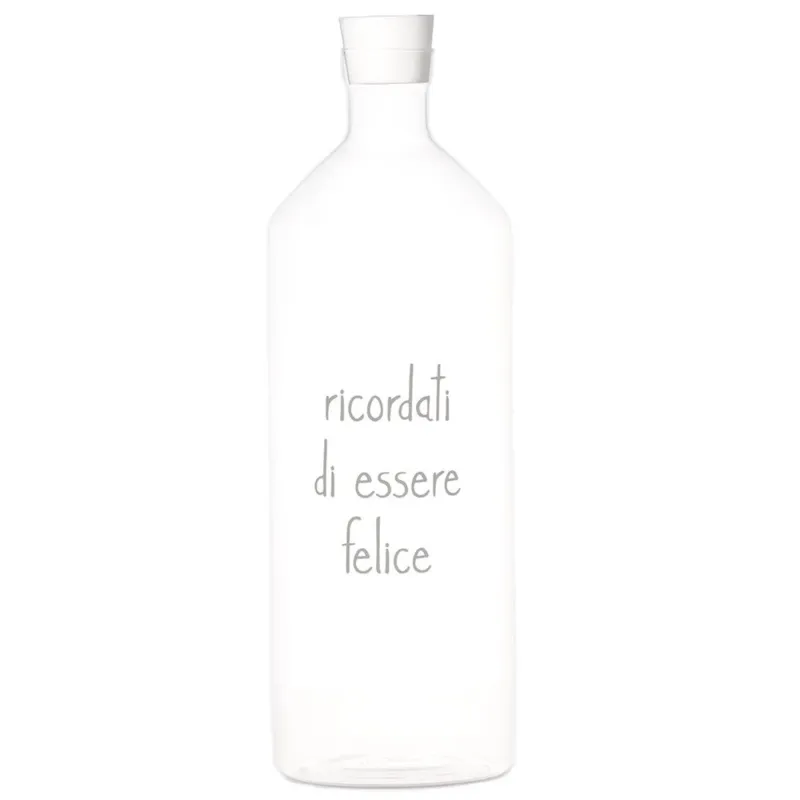 BOTTIGLIA IN VETRO RICORDATI DI ESSERE FELICE 1,4 L Nuova Collezione