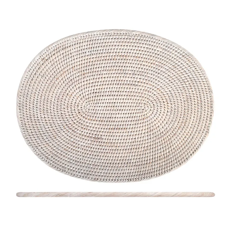 RATTAN TOVAGLIETTA OVALE 45X35 CM BIANCA Occasione Imperdibile