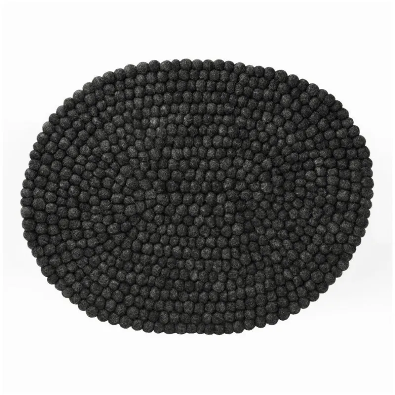 Promo Stagionale POMPON TOVAGLIETTA AMERICANA IN FELTRO OVALE ANTRACITE CM 35 X 45