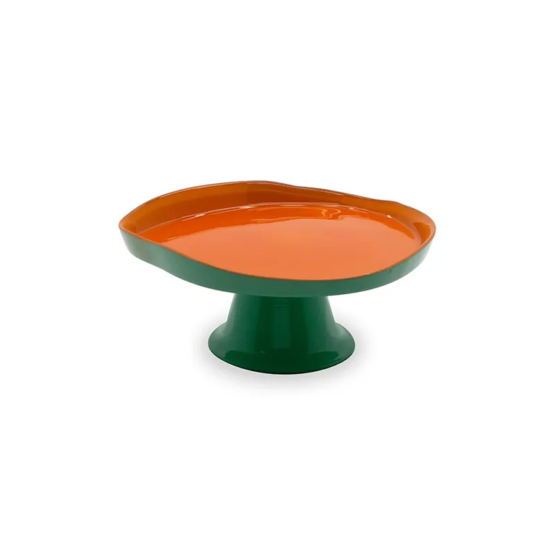 BALAT ALZATINA IN VETRO 18 CM ARANCIO E VERDE Super Prezzo