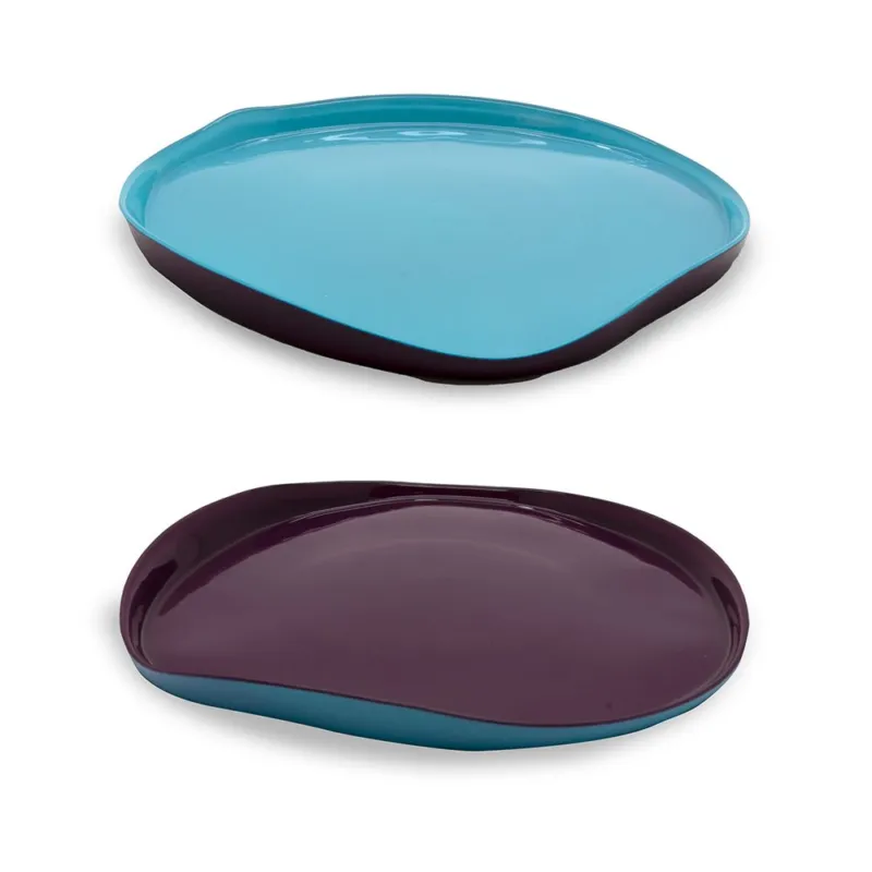 Promo Stagionale BALAT SET 2 PIATTI IN VETRO 21 CM TURCHESE E BORGOGNA