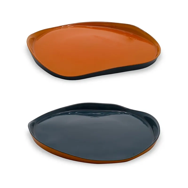 Quantità Limitata BALAT SET 2 PIATTI IN VETRO 21 CM ARANCIO E NAVY