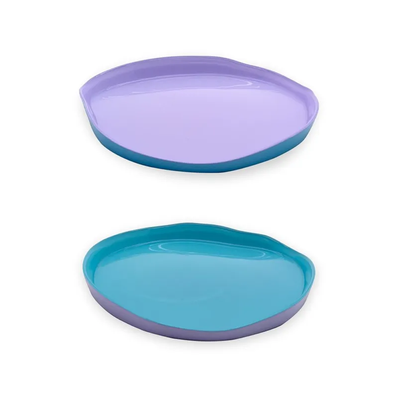 BALAT SET 2 PIATTI IN VETRO 18 CM LILLA E TURCHESE Popolare