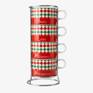 Bialetti Tricolore Set 4 Tazze Cappuccino Impilabili Solo Oggi