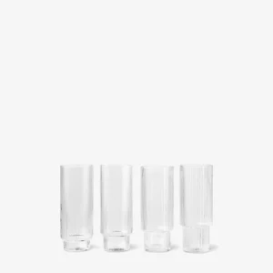 Ultima Occasione Ferm Living Ripple Bicchieri Long Drink - Set da 4 - Trasparente