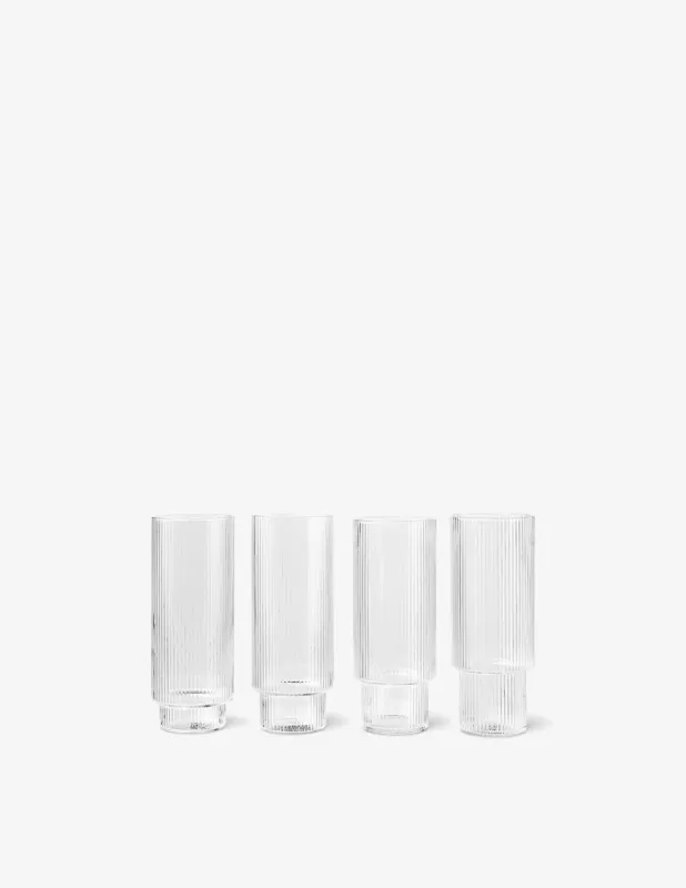 Ultima Occasione Ferm Living Ripple Bicchieri Long Drink - Set da 4 - Trasparente