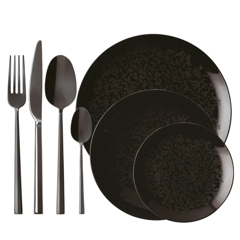 Super Prezzo Rock, Eclipse Night Set posate e set piatti, 4 persone