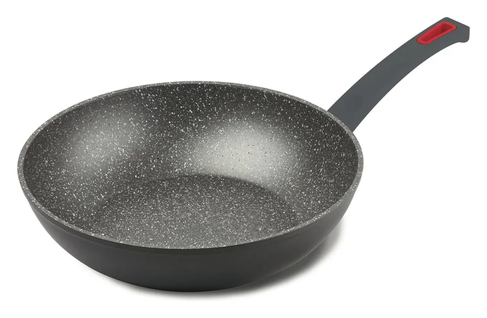 Prezzo Conveniente Wok Ghidini Cipriano 2255 VIVÀ 1 manico Grigio e Rosso
