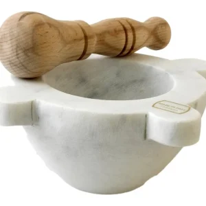 Offerta Lampo Mortaio Marmo In con pestello legno Bianco