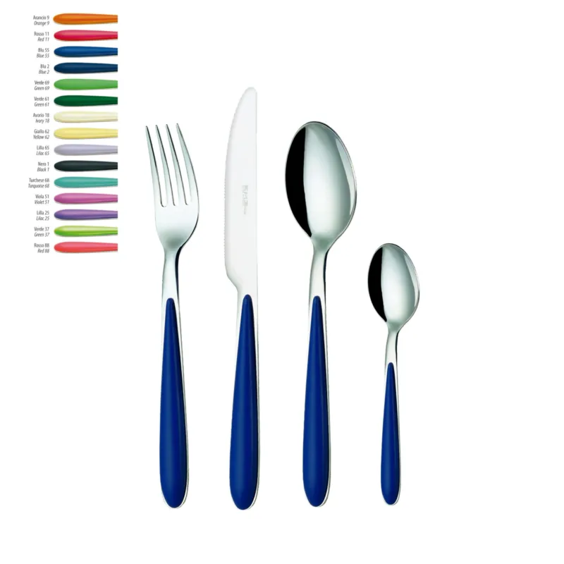 Set posate colorate set 4 pezzi CARIBE 1 Coltello 1 Forchetta 1 Cucchiaio 1 Cucchiano caffe in acciaio 18c Eme Posaterie Arancio 9 EME Must-Have