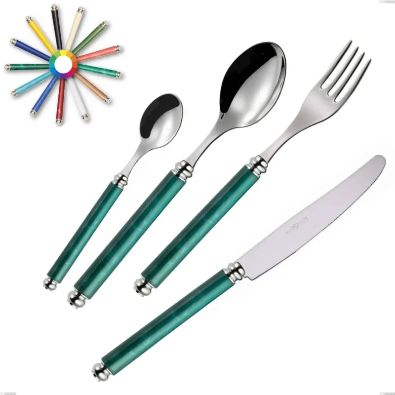 Nuovo Arrivo Servizio Posate Colorate Set 24 pezzi ARCADIA in acciaio 18/10 manico metacrilato colori marmorizzati con ghiere bombate lavabili in lavastoviglie Eme Posaterie blu 2