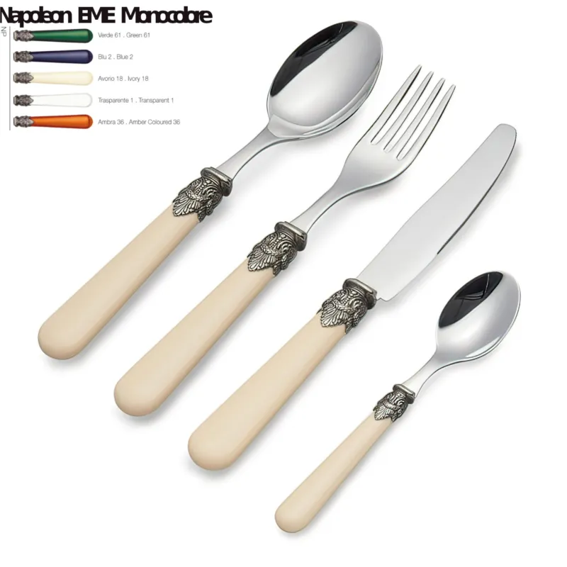 Servizio Posate Colorate Set 24 pezzi NAPOLEON in acciaio 1810 manico Colorato lavabili in lavastoviglie in Confezione Vetrina Eme Posaterie blu 2 Compra Online