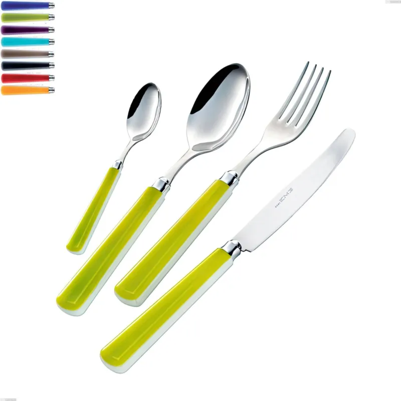 Più Venduto Set Posate Colorate CANDY 36 Pezzi 6 Posti tavola in acciaio 18/10 (AISI304) in astuccio regalo Eme Posaterie viola 2623