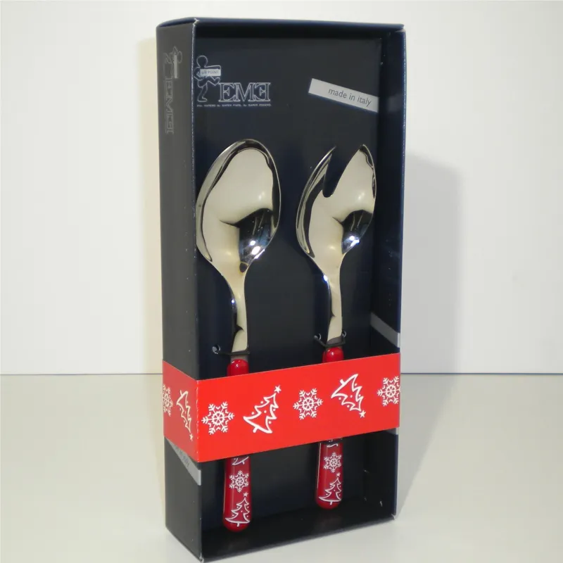 Set insalata due pezzi BRIO ROSSO Natale in acciaio 18/C in confezione Regalo Eme Posaterie Acquista Ora