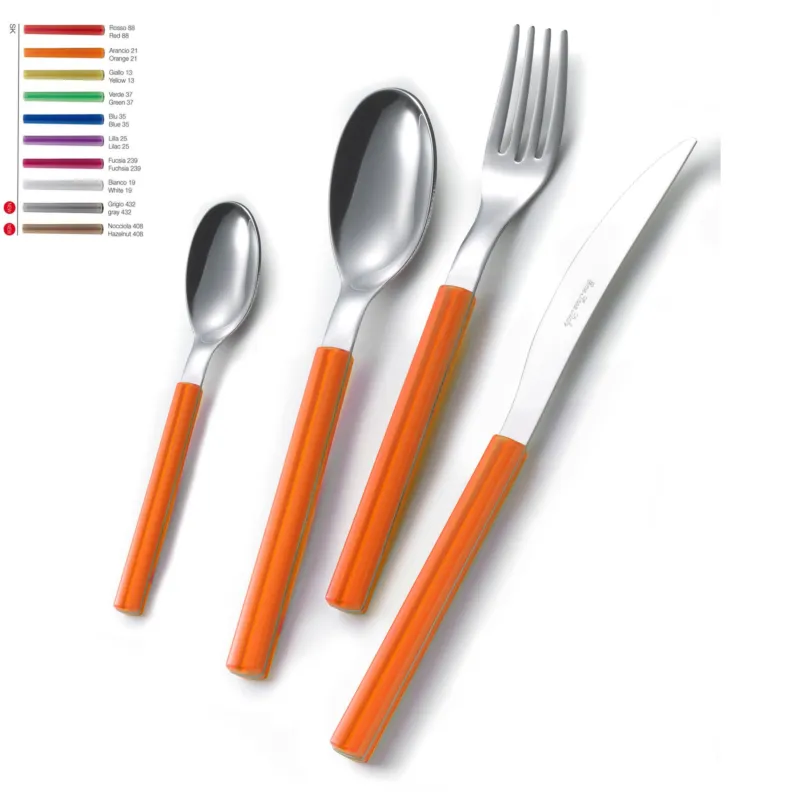 Set Posate colorate SKY 1 Coltello 1 Forchetta 1 Cucchiaio 1 Cucchiaino caffè in acciaio Materiale 18/0 AISI 430 Nichel Free manico in metacrilato colorato Eme Posaterie Blu Compra Online