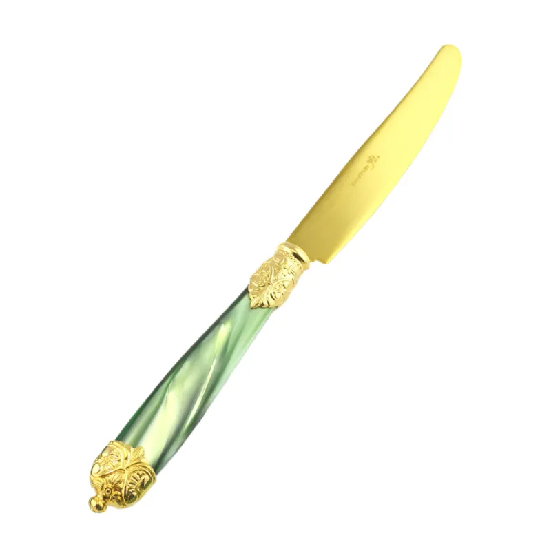 Coltello da tavola Mirage in Ghiere oro Tin Gold 18.10 (AISI 304) manico perlato doppia ghiera lavabili in lavastoviglie Verde Perlato Eme Posaterie avorio perlato 13 Saldi
