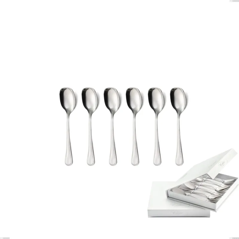 Quantità Limitata Confezione a libro 6 pezzi cucchiaini gelato privilege, Acciaio inox Aisi 304 Posate Lucide, spessore 2.5 mm Eme Posaterie