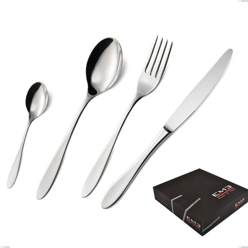 Prezzo Scontato Confezione regalo 49 pezzi oasi, Acciaio inox Aisi 304 Posate Lucide, spessore 2 mm Eme Posaterie