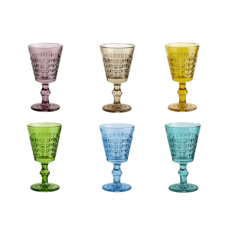 Calici SET 6 pezzi in Pasta di Vetro WINDSOR diametro 8,7xh16 cm - 260 Ml in vetro pressato adatto alla lavastoviglie colore multicolor Kaleidosmilano Ordina Subito