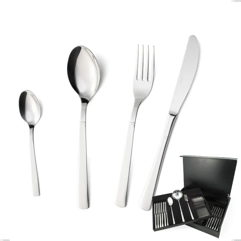 Offerta Astuccio legno 113 pezzi lux, Acciaio inox Aisi 304 Posate Lucide, spessore 2.5 mm Eme Posaterie