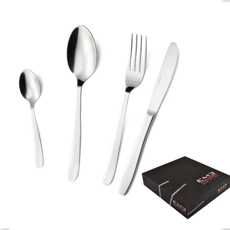 Confezione regalo 49 pezzi katya, Acciaio inox Aisi 304 Posate Lucide, spessore 2 mm Eme Posaterie Offerta Lampo