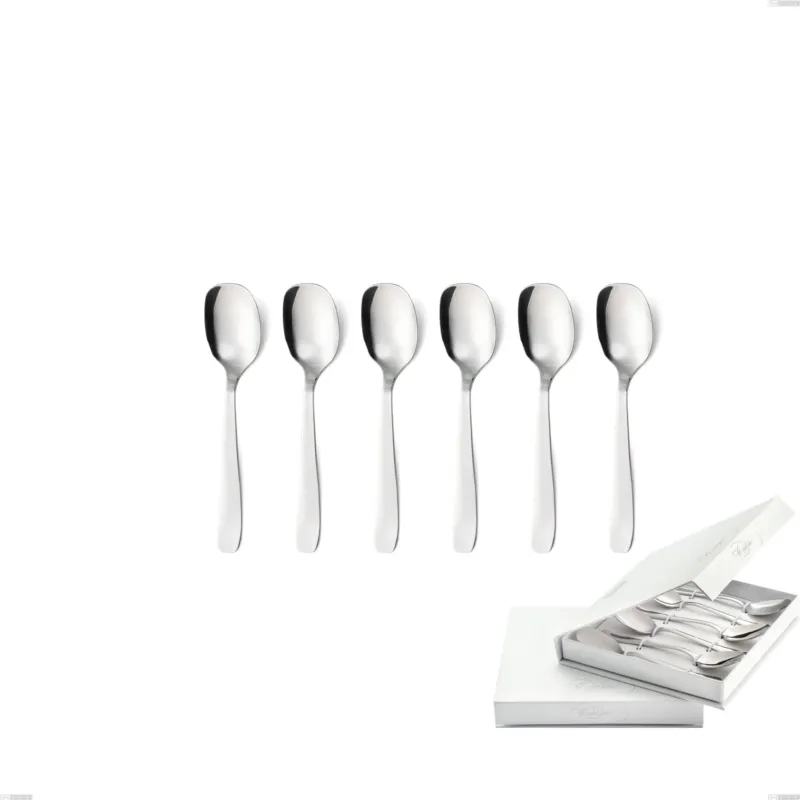 Prezzo Conveniente Confezione a libro 6 pezzi cucchiaini gelato katya, Acciaio inox Aisi 304 Posate Lucide, spessore 2 mm Eme Posaterie
