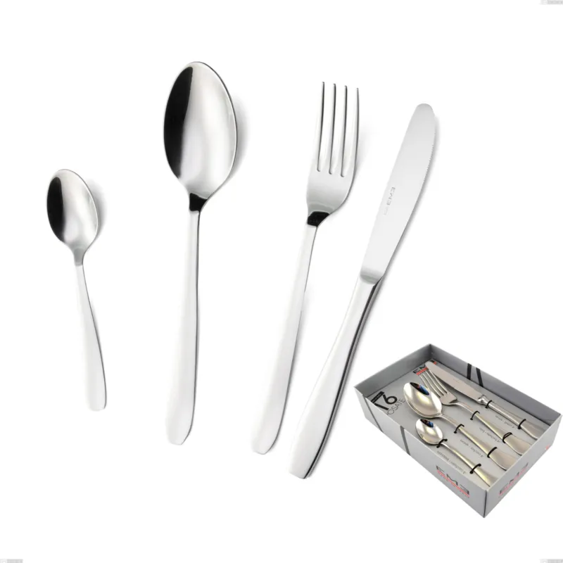 Più Venduto Confezione vetrina 16 pezzi coltello economico katya, Acciaio inox Aisi 304 Posate Lucide, spessore 2 mm Eme Posaterie